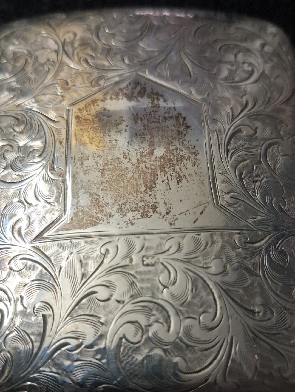 Antique Engraved Sterling Silver Men's Card Case
